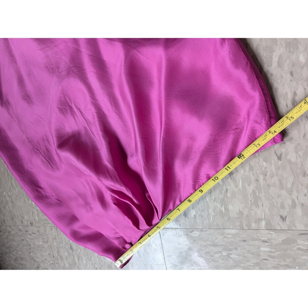 Colour Silk‎ Vintage 90s Hot Pink 100% Silk Wrap Skirt Barbiecore Minimalist L - Picture 3 of 8
